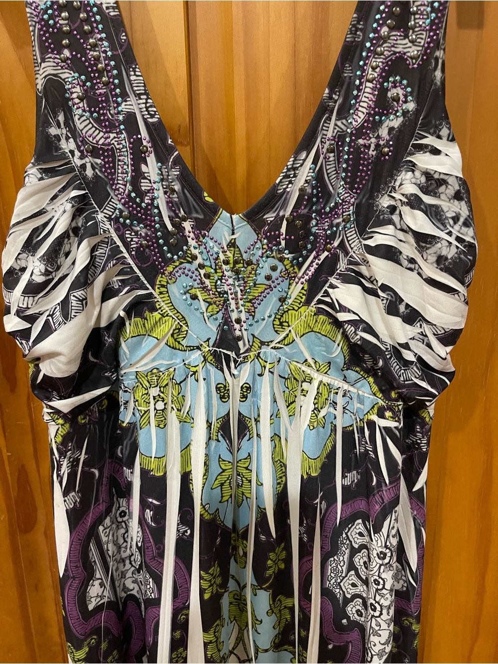 Apt. 9 Purple, Black and White Stenming Patterned Maxi Dress